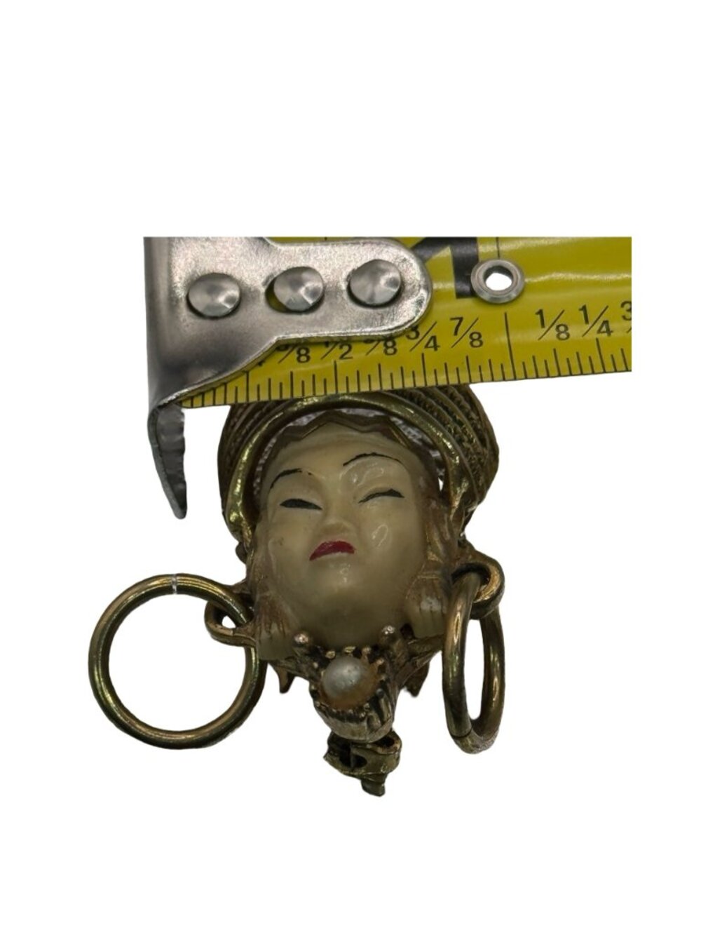 Selro Selini Brooch Thai Asian Princess 2" Vtg Unsigned Hand Painted Gold Accent - Picture 6 of 10